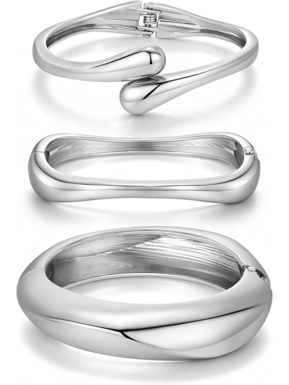 Trendy Chunky Gold Bangle Bracelets Set - 14K Plated Non-Tarnish Cuff Jewelry